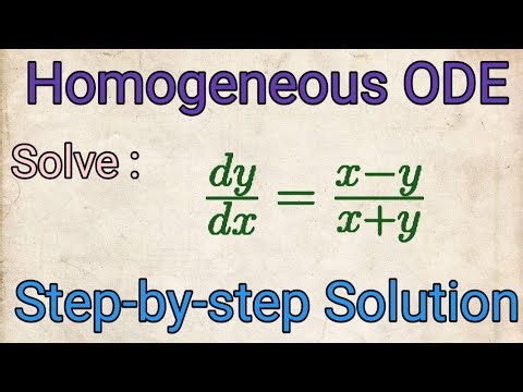Solve: dy/dx=(x-y)/(x+y)||Homogeneous Differential equation ||Step-by-step solution ||ODE