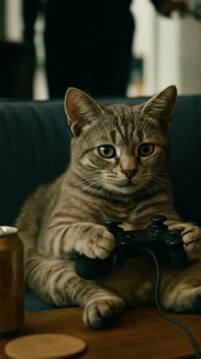 When your cat steals the controller #cat #gaming