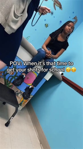 She’s the toughest person I know but scared to get a shot 🥴🥴 watch until the end 😂😂 #funny #shots #daughterandmom #fyp