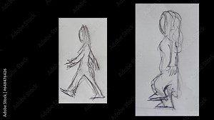 girl with a mature woman walking animation
