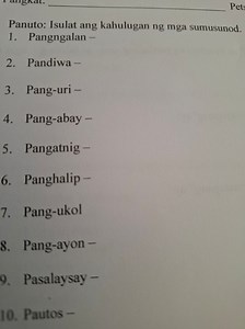 Panuto: Isulat ang kahulugan ng mga sumusunod.Pangngalan -Pa... | Filo