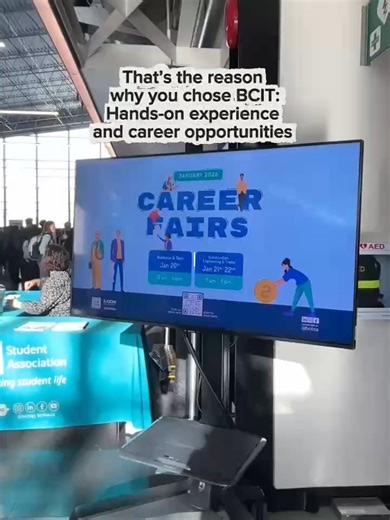 This is the reason why you chose BCIT: hands-on experience and career opportunities. The BCIT Career Fair is hosted by the BCIT Student Association. #bcitstudentinfluencer #bcitpartner #lifeatbcit