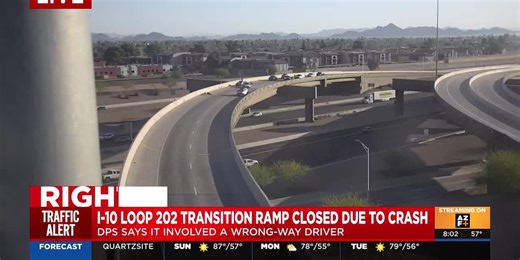 Wrong-way crash closes I-10 transition ramp in west Phoenix