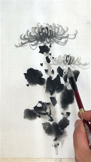 見るだけでわかる菊の葉の描き方#23 #菊 #水墨画 #初心者