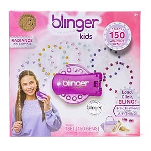 blinger® Radiance Collection Starter Kit with 150 Rhinestones - as seen on Shark Tank | DIY Bedazzler Gem Stamper Kit for Hair, Clothes & Crafts | Hair-safe Easy to Use Styling Tool for girls