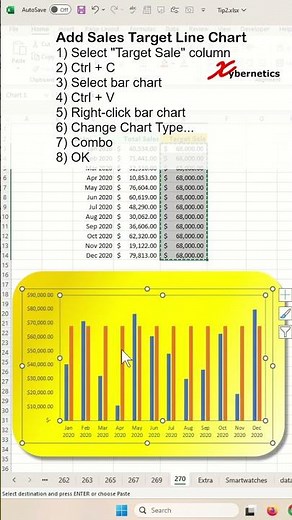 Add a target line in Excel bar chart - Excel Tips and Tricks