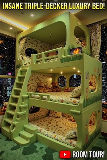 Bunk Bed For Kids With Triple Story. #rainyday #snowday #youtubeshorts #shorts #ytshorts #cabin #ai