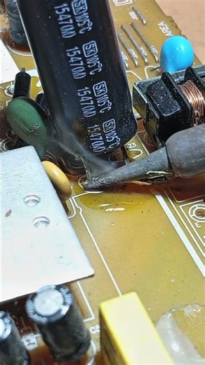 technician remove capacitor tips #component #pcb #replacement
