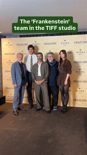 The ‘Frankenstein’ cast - Christoph Waltz, Jacob Elordi, Oscar Isaac, Mia Goth - and writer-director Guillermo del Toro at the Deadline #TIFF studio | Deadline Hollywood