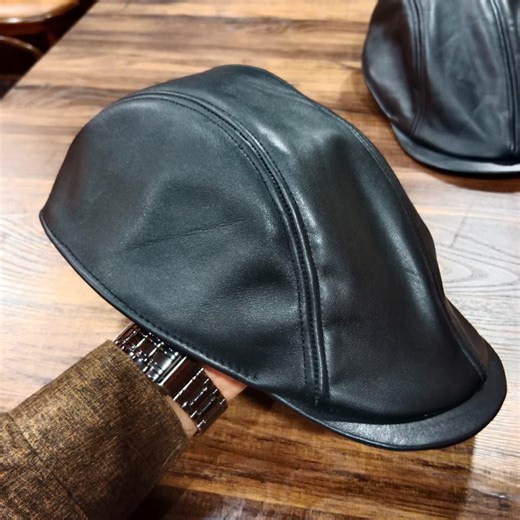 Leather Flat Cap, Genuine Leather, Black, Classic Newsboy Style Handmade - Etsy