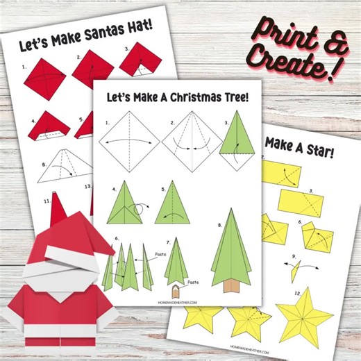 Christmas Origami Printable Designs - Christmas Origami PDF - Instant Download - Etsy UK