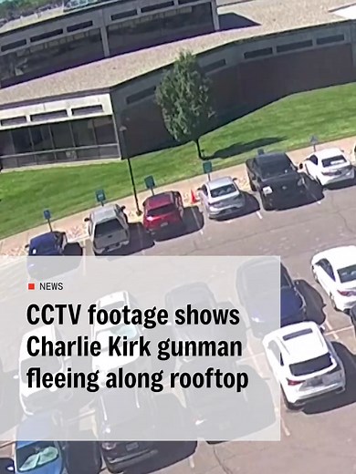 Surveillance camera footage released by the FBI showed what they said was the moment Charlie Kirk’s gunman ran away on Wednesday, after carrying out the deadly shooting of the 31-year-old influential conservative activist and close ally of U.S. President Donald Trump. #donaldtrump #charliekirk #kirkshooter