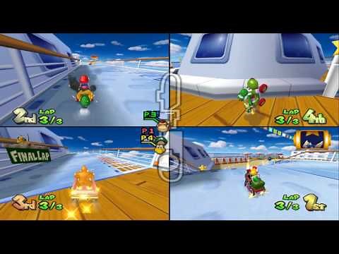 Mario Kart Double Dash!!: Daisy Cruiser 4 player Netplay race 60fps