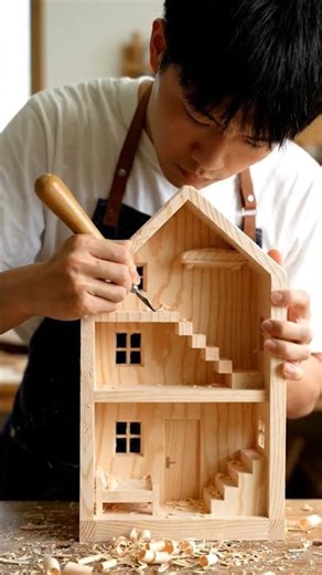 Amazing Tree Stump Dollhouse Carving Process #ai #shorts