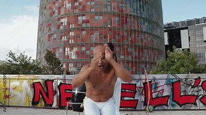 Brazilian dancer dancing to the rhythm of Capoeira Stock Video