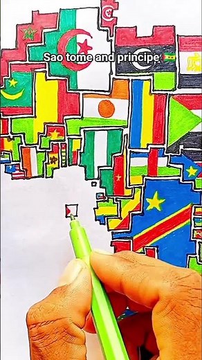 Draw Flag Map of Sao Tome and Principe 🇸🇹 #saotomeandprincipe #flag