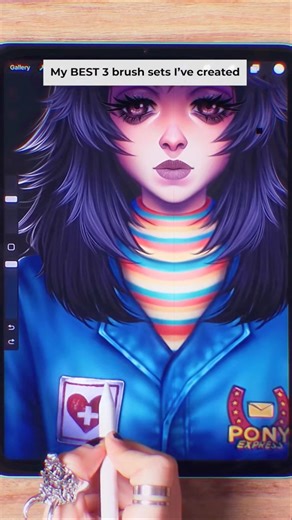 Brushes are available on my Patreon and DeviantArt! 👹💜work in Procreate, IbisPaint, CSP #procreate