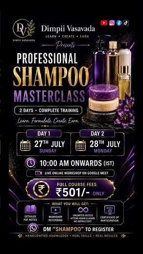 Professional Shampoo Masterclass | Learn Shampoo Base, Shampoo Bar & Direct Shampoo | +9172010 11155
