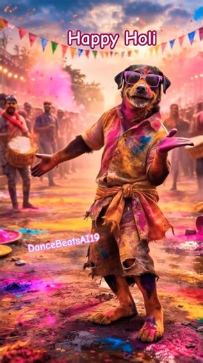 #holi Dance #ai #shorts #shortvideo #viral #explore | #love #cute ✨AI #dog Dancing| #DanceBeats&AI