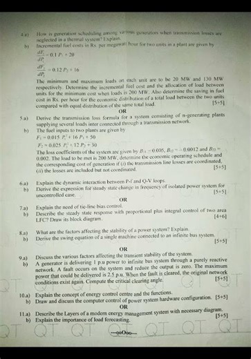 #power system operation and control #r22 #exam #btech