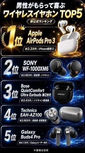 男性がもらって本気で喜ぶワイヤレスイヤホンTOP5🎧🎁 1位はやっぱり…！ #Shorts
