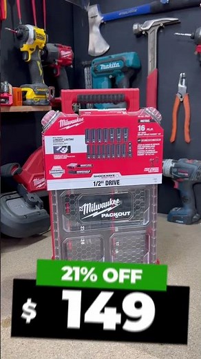 PRICE DROP 👉 Milwaukee SHOCKWAVE 1/2” Drive 16pce Metric Deep Impact Socket PACKOUT Set (49666803)