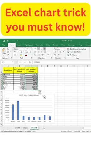 Make Charts in Excel Like a Pro! 🚀 #excel #keyboardshortcuts #trending #charts
