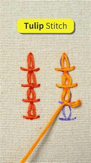 Beautiful tulip flower stitch #shorts #stitch #embroidery #tulip