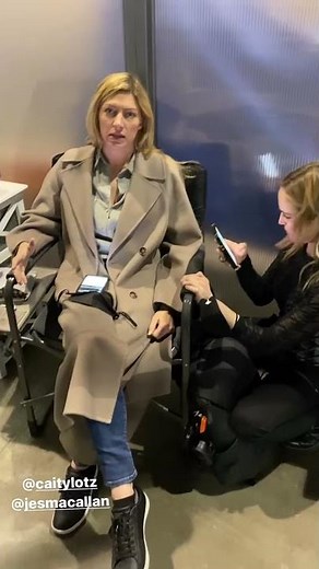 Caity Lotz, Jes Macallan and Adam Tsekhman on the set of Legends Of Tomorrow Season 6