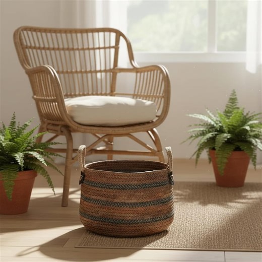 Rattan Laundry Basket With Handles, Straw Basket for Living Room, Toy Storage, Blankets & Plants, Large Storage Basket, Hamper Basket - Etsy