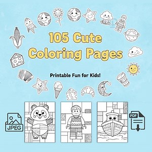 Huge Kids Coloring Book – 105 Fun Printable Pages (instant Download, PDF & JPEG) - Etsy