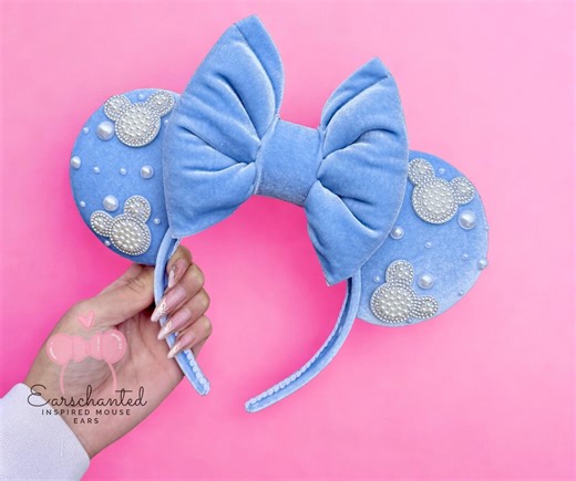 Light Blue Rhinestone Mouse Ears. - Etsy