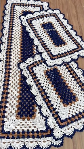 Rectangular crochet kitchen set String rug Square base Step by step tutorial