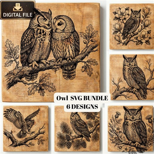 Owl SVG Bundle, Bird Engraving Svg Png, Owl Engraving File, Wildlife SVG, Laser Engraving File, Cricut Silhouette SVG, 6 Designs - Etsy Australia