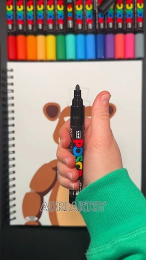Drawing Freddy Fazbear from FNAF with Posca Markers! #shortd