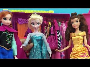 Frozen Elsa Hair, Dress up, Makeover, Magiclip Play Doh Dresses + Disney Princess Makeover party!