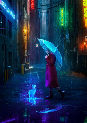 'Midnight Projection' Poster, picture, metal print, paint by PabloRuizzx | Displate