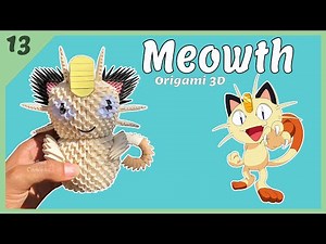 Cómo Hacer a Pokémon Meowth en Origami 3D facil - Bethoz Camacho-