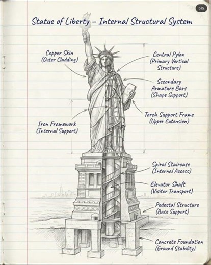 Statue of Liberty Structural System | How This Famous Monument Stands Strong#shorts #scienceconcepts