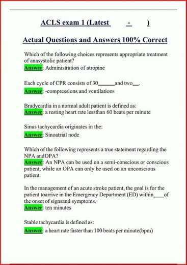 Acls Exam 1 Latest Actual Questions And Answers 100 Correct video