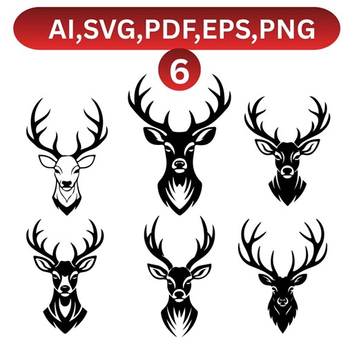 Deer Head SVG Bundle, Stag Buck Silhouettes, Woodland Graphic Design (digital Download) - Etsy