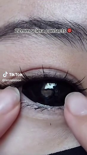 22 mm black sclera demon contacts#lenspoison #contactlenses #halloween #cosplayer #blackcontacts #blackout #lenses #coloredcontacts #halloweencontacts #scleralenses