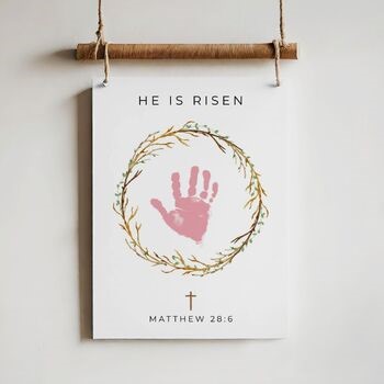 He is Risen Christian Easter Craft, Religious Easter Handprint Art Keepsake Idea