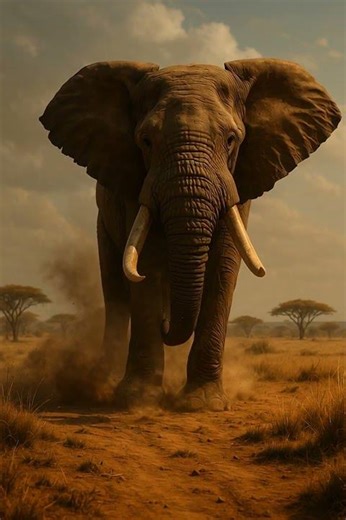 Elephant’s Mighty Charge Across the Savannah 🐘💨
