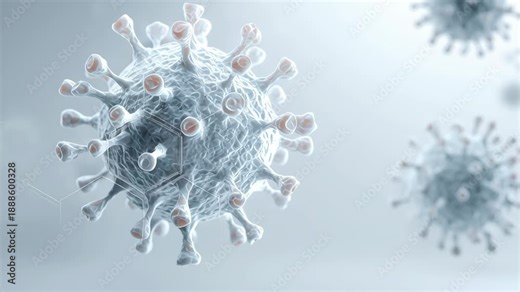 Nipah virus microscopic virus particle infection disease 3D rendering with spikes floating