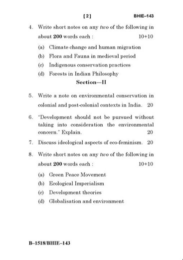 BHIE - 143 December 2024 Question Paper