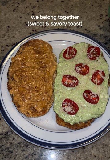 it’s always gonna be both! 🥜 pb, honey, & cinnamon ft. @One Trick Pony Nuts 🍋 lemon basil whipped cottage cheese, tomatoes, & parm #cottagecheese #toast #breakfastidea #savory #cpg