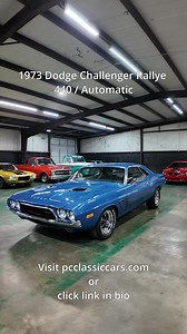 80K views · 1.7K reactions | For Sale: 1973 Dodge Challenger Rallye / 440 / Automatic Click the link to view this vehicle on our website: https://www.pcclassiccars.com/inventory/1973-dodge-challenger-rallye-440-automatic | PC Classic Cars | Facebook