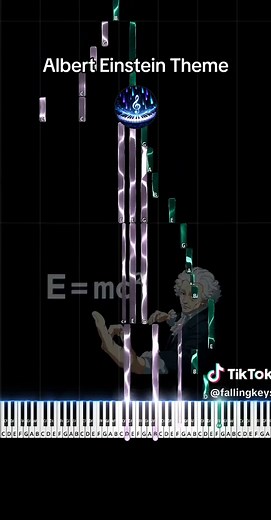 Albert Einstein Theme easy step by step piano tutorial with falling keys and labeled notes, song made by @kinggyy02 #easypiano #pianotutorial #maths #trending #anime