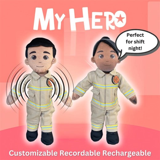 Firefighter Doll Recordable Plush, Fireman Stuffed Animal in Turnout Gear, Personalized Daddy Doll, First Responder Gift, Firefighter Gift - Etsy